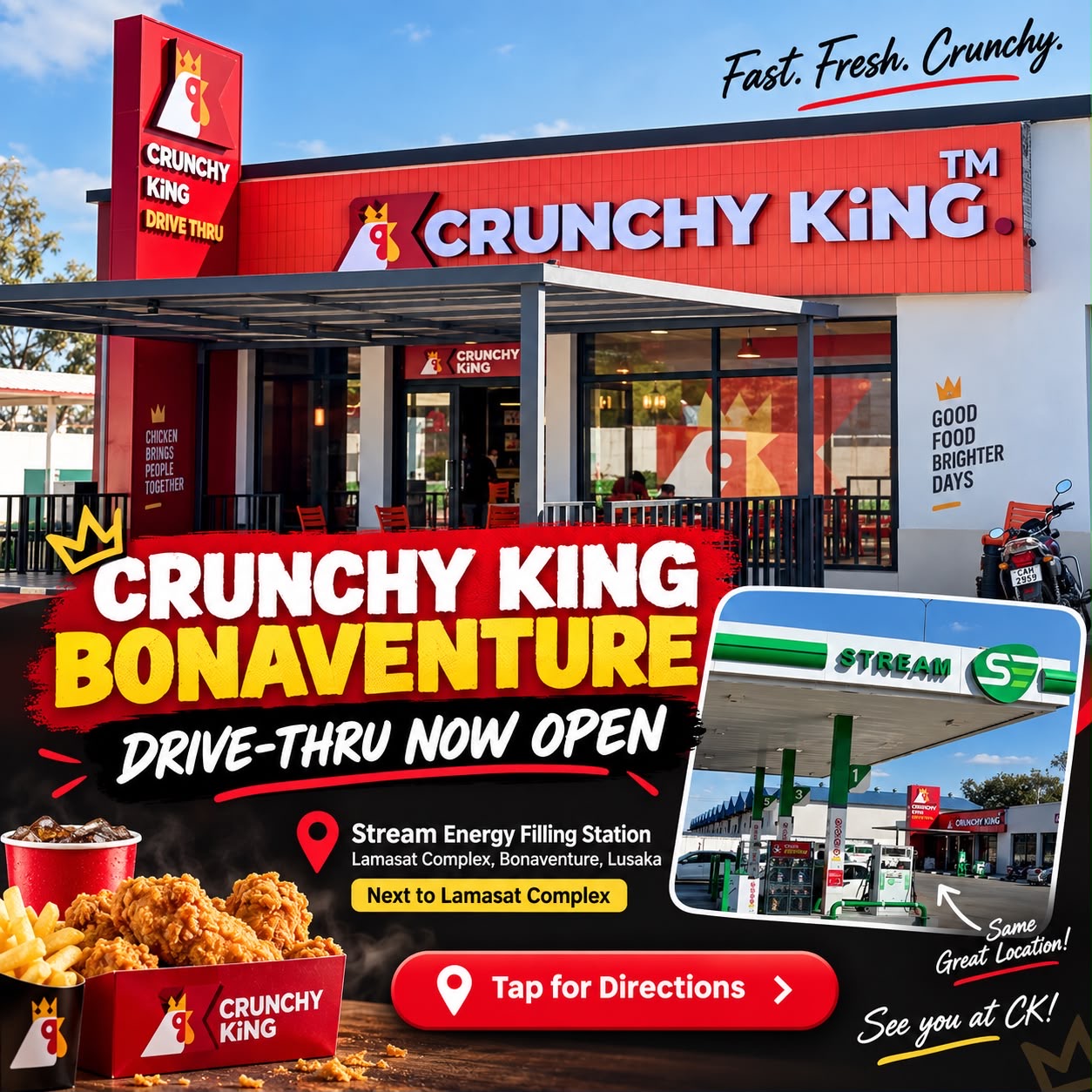CrunchyKing Bonaventure drive-thru now open at Stream Energy Filling Station